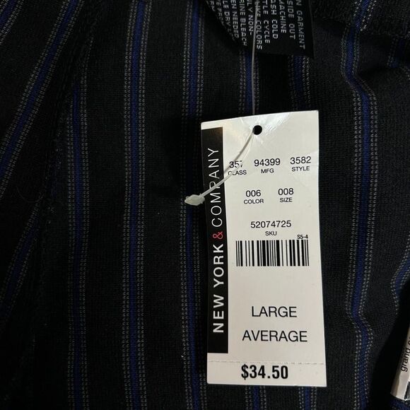 New York & Company Black and Blue Striped flare Pants - Picture 8 of 12
